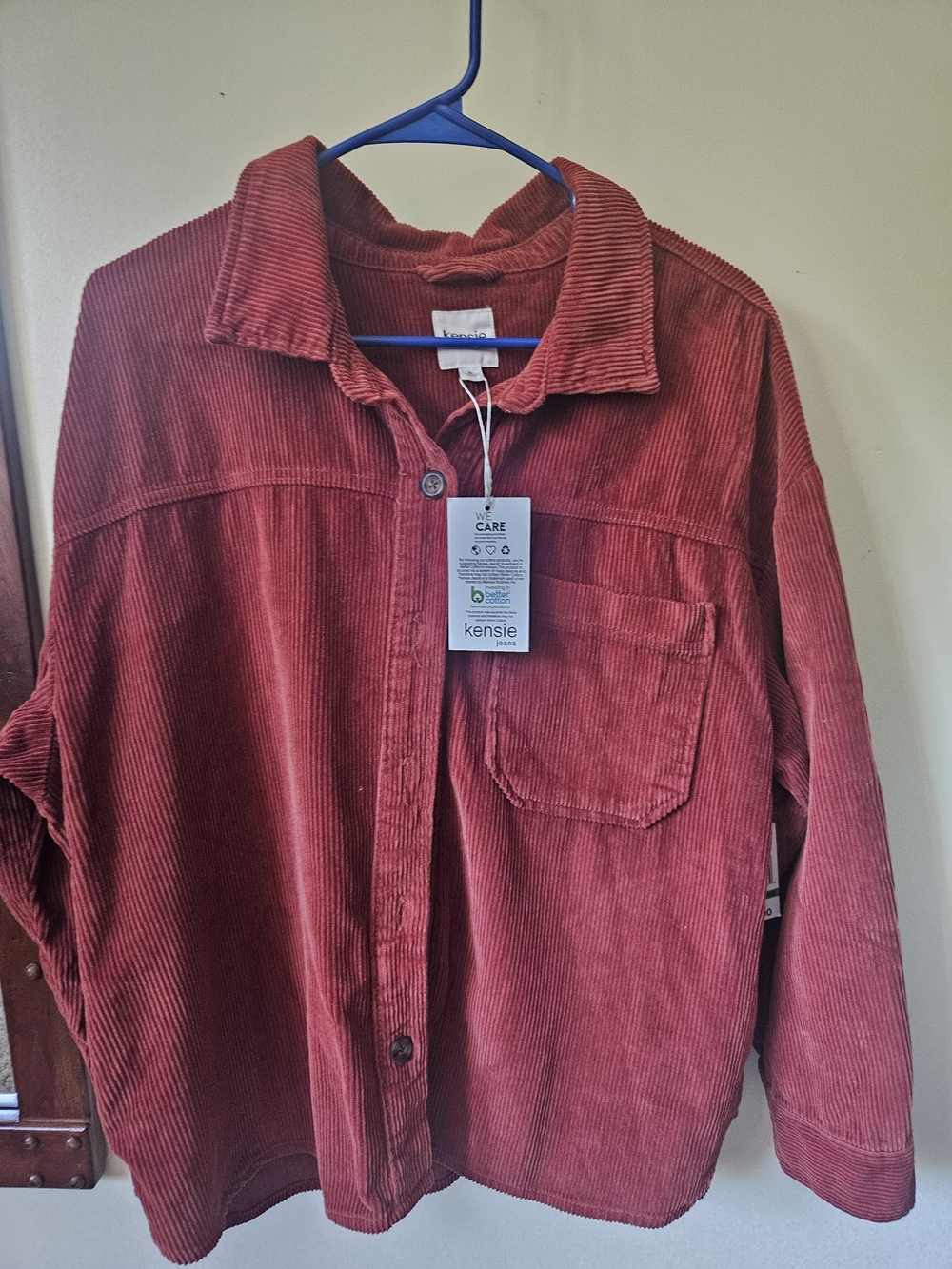 Kensie Men’s Red Corduroy Button-Up Shirt